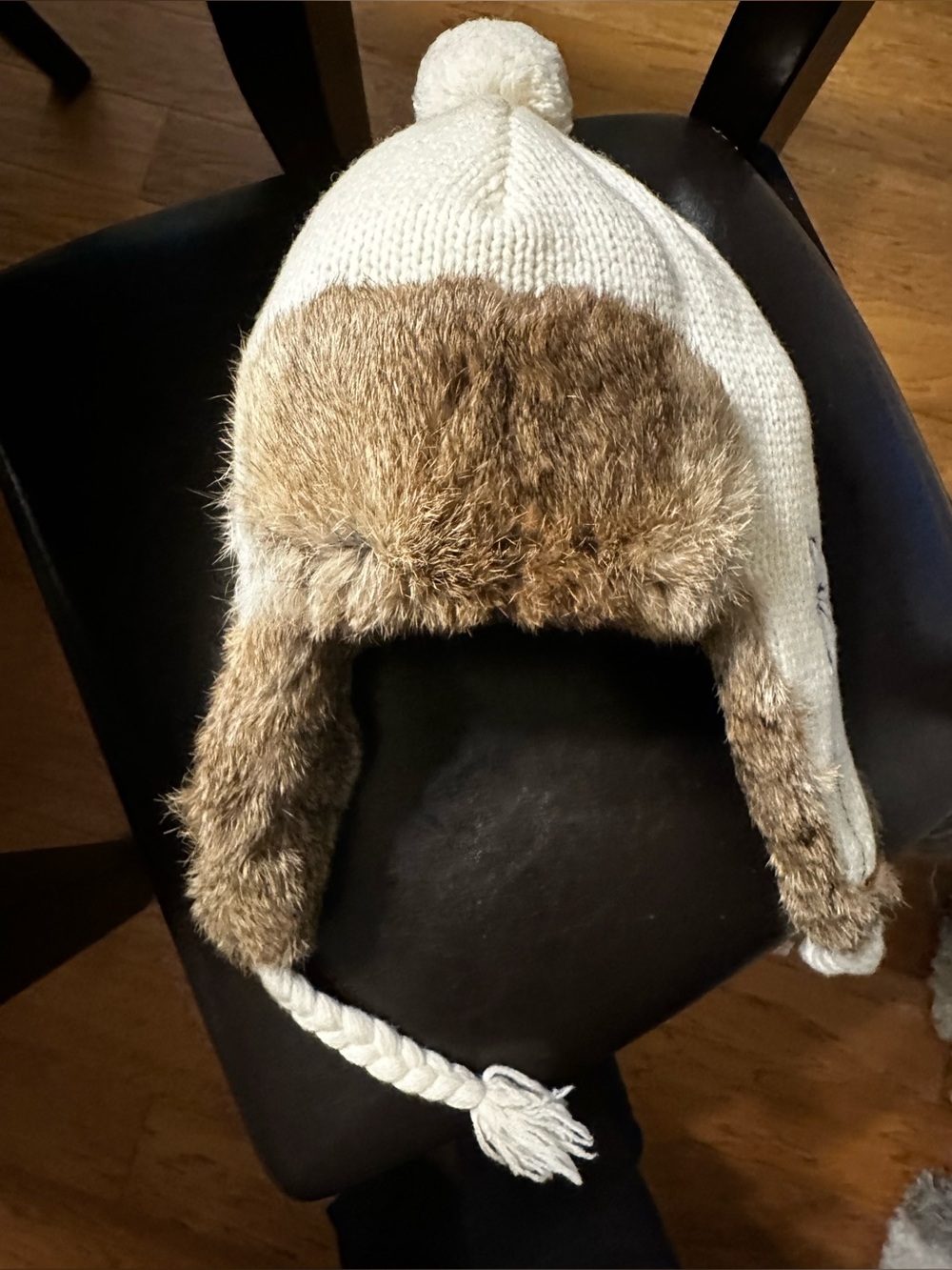 Mad Bomber Trapper Hat with Brown Rabbit fur Trim